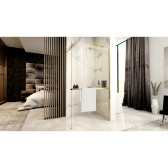 Sprchová zástena REA Aero Gold N 100 walk-in + polica a vešiak EVO
