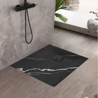 REA Magnus Carrara sprchová vanička 90x90 čierna REA-K7008