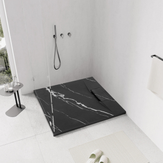 REA Bazalt Carrara sprchová vanička 90x90 čierna REA-K7003