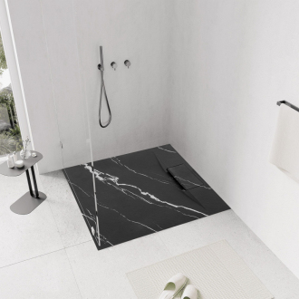 REA Bazalt Carrara sprchová vanička 90x90 čierna REA-K7003