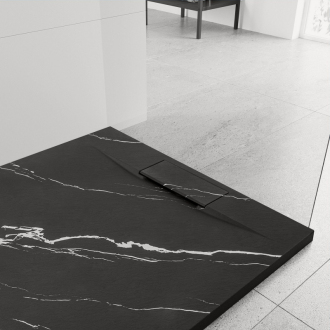 REA Bazalt Carrara sprchová vanička 90x90 čierna REA-K7003