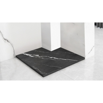 REA Bazalt Carrara sprchová vanička 90x90 čierna REA-K7003