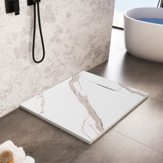 REA Bazalt Carrara sprchová vanička 90x90 biela REA-K7002