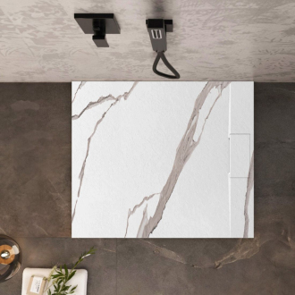 REA Bazalt Carrara sprchová vanička 90x90 biela REA-K7002