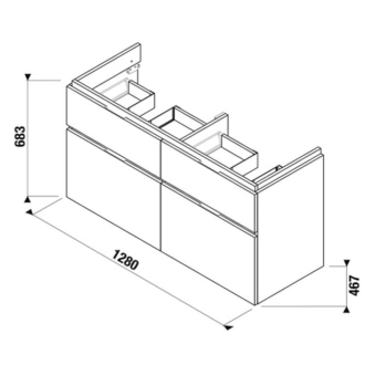 JIKA Cubito H40J4274025001 Skrinka pod umývadlo 130cm biela