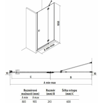 JIKA Pure H2544230026681 Sprchové dvere 90cm, pravé