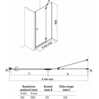 JIKA Pure H2544250026681 Sprchové dvere 100cm, pravé
