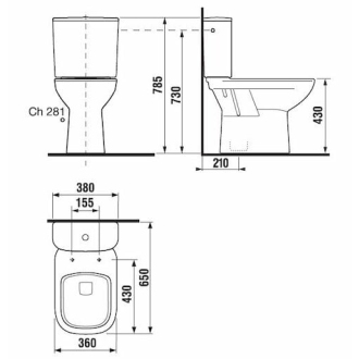 JIKA Deep H8266170002811 Wc kombi komplet spodný odpad, spodné napúšťanie