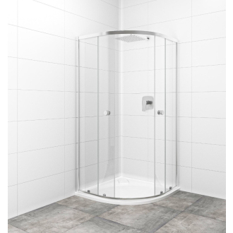 BASIC sprchový kút štvrťkruh 80x80, sklo chinchila, chróm SIKOMUS80CRT