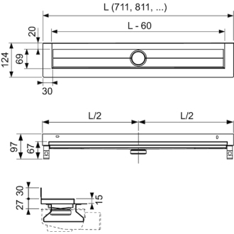 TECEdrainline rovný žľab s prírubou 70cm 600701