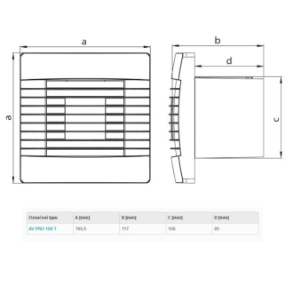 HACO ventilátor s žalúziou, časový dobeh 100 mm biely AVPRO100T