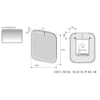 Zrkadlo LED 120x70, senzor, IP44 ZIL12070KLEDS
