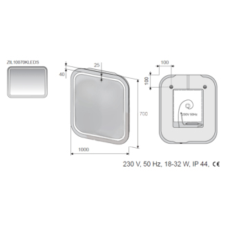Zrkadlo LED 100x70, senzor, IP44 ZIL10070KLEDS