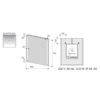 Zrkadlo LED 80x70, TF, senzor, IP44 ZIL8070TLEDS