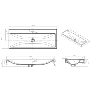 CUBE umývadlo liaty mramor (100x40x5,5) CU10050