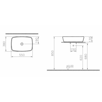 VITRA SHIFT NEW umývadlová misa 55cm 7075-003-0016