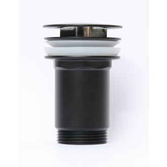 ALCA A396BLACK Výpusť umývadlová 5/4&quot; celokovová, veľká zátka, čierna-mat