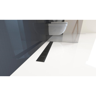 ALCA APZ10BLACK-750M Simple - Podlahový žľab s okrajom pre perforovaný rošt, čierna-mat