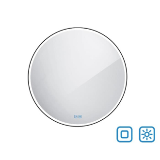 Čierne okrúhle zrkadlo s LED osvetlením 80 cm ZIL80LEDSEC