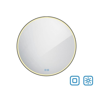 Čierne okrúhle zrkadlo s LED osvetlením 80 cm ZIL80LEDSEC