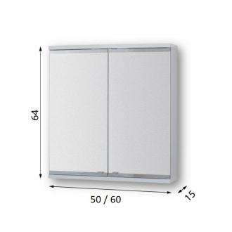 ARLES 50 - horná zrkadlová skrinka s LED osvetlením, 50 x 64 x 15 cm OLNARL50