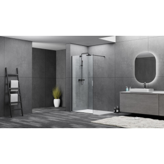 Walk-in 858X1950, číre sklo 6mm, čierny SATWIPRO90C