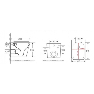 ORLO závesné wc rimless + SLIM sedátko soft-close, hranaté OLKLT052E