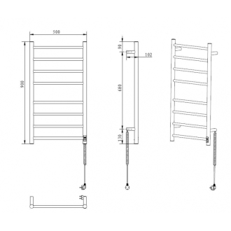 elektrický sušiak PRIMAVERA, 400x1120 mm, C31 čierna matná RADPRI401131