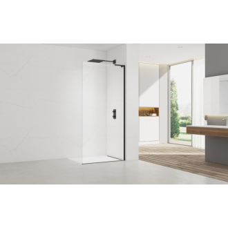 Walk-in 97x200, profil, zaveter prav čierne SATBWI100ZAVPC
