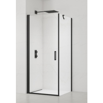 Sprch dvere + stena, madlo 80x100 čierne T SATFUD80S100C