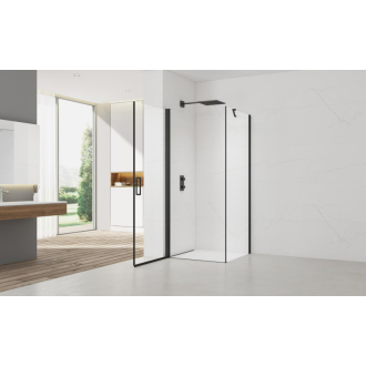 Sprch dvere + stena, madlo 80x80 čierne T SATFUD80S80C