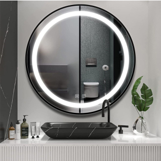 REA Zrkadlo LED 50cm čierna HOM-05511