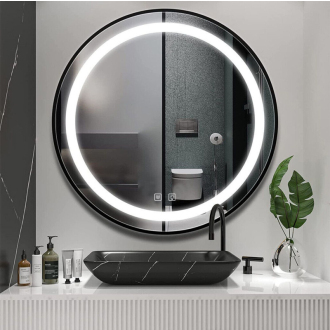 REA Zrkadlo LED 60cm čierna HOM-05512