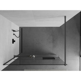 Mexen Kioto+ Walk-in 125 x 200 cms poličkou, transparentný, gun metal 800-125-121-95-00