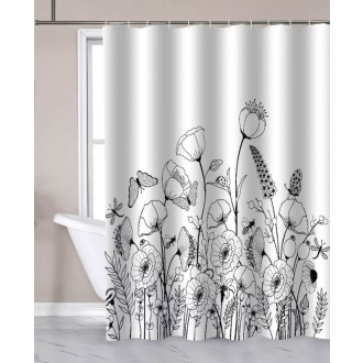 Sprchový záves 180x180cm, polyester, vlčí mak ZP017
