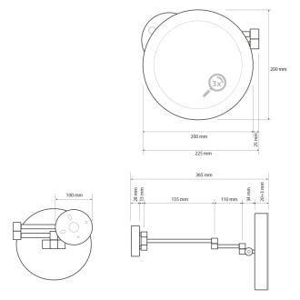 X-ROUND kozmetické zrkadlo závesné LED, ? 200mm, chróm XR016