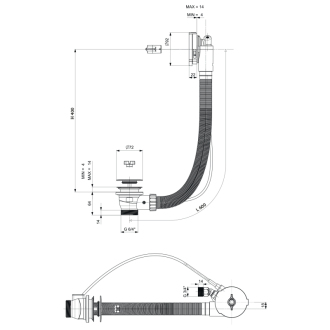 Vaňová súprava s napúšťaním, bovden, dĺžka 600mm, zátka 72mm, biela 71851.10