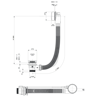 Vaňová súprava, bovden, dĺžka 1200mm, zátka 72mm, biela 71856.10