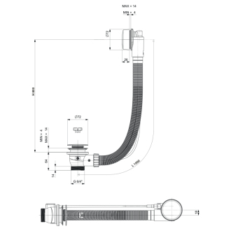 Vaňová súprava, bovden, dĺžka 1000mm, zátka 72mm, biela 71854.10