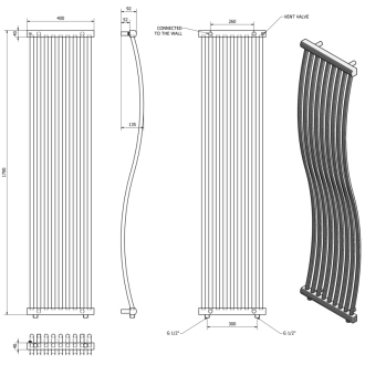 ONDA vykurovacie teleso 400x1700mm, 425W, chróm 1801-05