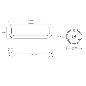 X-ROUND E madlo pevné 510mm, chróm (102307052) XR500