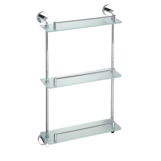 X-ROUND E sklenená polička trojitá s hrazdou 380x675x130mm, chróm (104202132) XR608