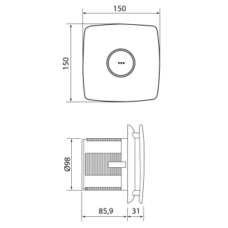X-MART 10 kúpeľňový ventilátor axiálny, 15W, potrubie 100mm, nerez 01040000