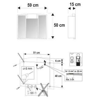ANGY galerka 59x50x15cm, 1x12W, biela plast 541202