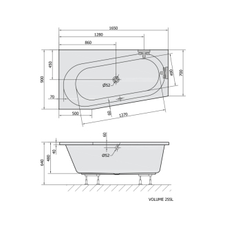 ASTRA WL asymetrická vaňa 165x90x48cm, biela 30611