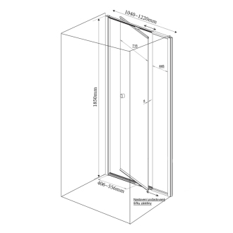 AMICO sprchové dvere výklopné 1040-1220x1850 mm, číre sklo G100