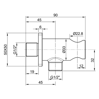 MINIMAL držiak sprchy s vyústením, nerez MI035