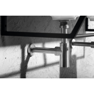 MINIMAL umývadlový sifón 1&#39;1/4, odpad 32 mm, nerez MI036
