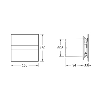 E-100 GTH kúpeľňový ventilátor axiálny s automatom, 4W/8W, potrubie 100mm, biela 00900200