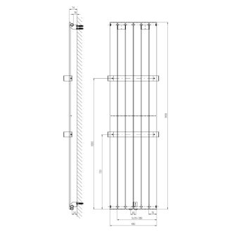 COLONNA vykurovacie teleso 450x1800mm, metalická strieborná IR145